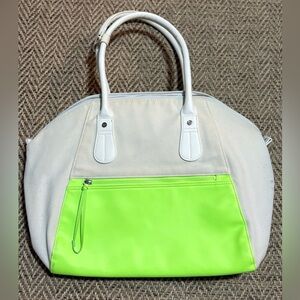 Lululemon Vinyasa To Vino Large Bag Tote Canvas/Zippy Green Gym Laptop Clean!